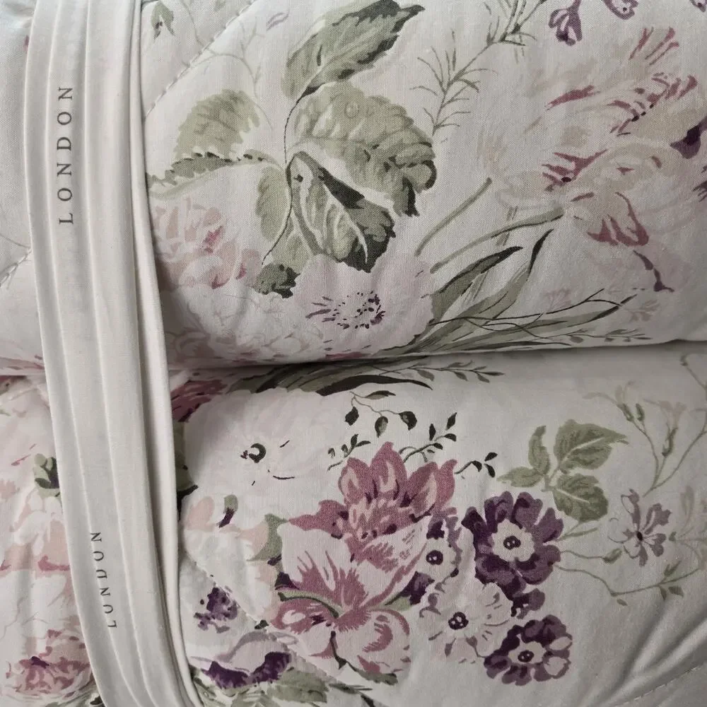 NEW Cabbages & Roses Constance Purple Pink Queen Comforter 3pc Set Cottage PEONY
